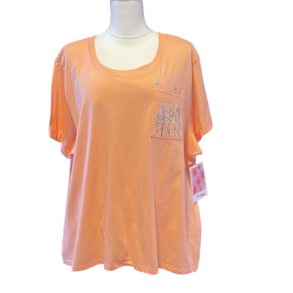 🐝 NWT Electric Pink Proverbs Honey Bee Embroidered Tee Pretty Peach Color Sz 3x - Picture 2 of 7